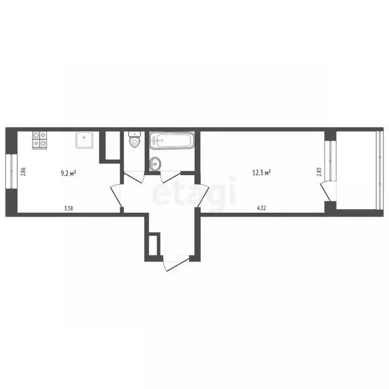 1-к кв. Ханты-Мансийский АО, Лангепас ул. Ленина, 30 (33.3 м) - Фото 1