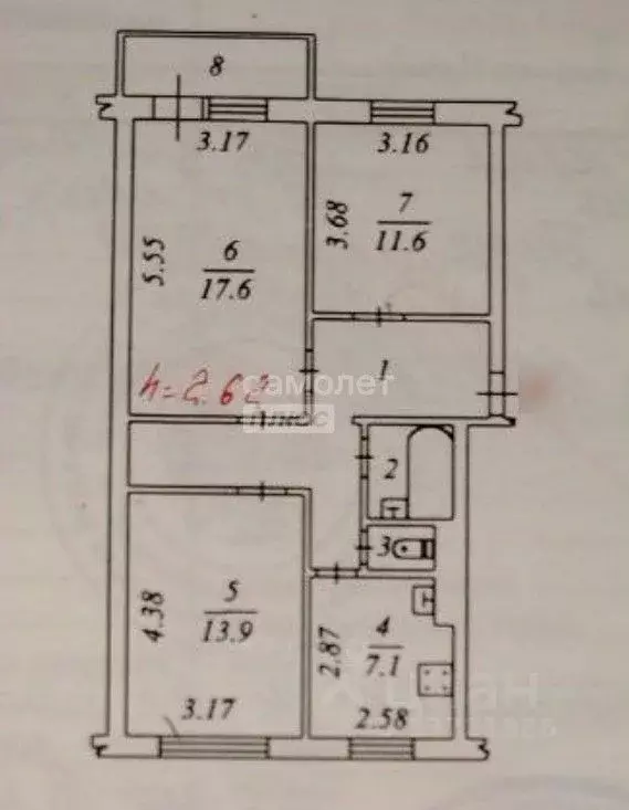 3-к кв. Ямало-Ненецкий АО, Ноябрьск просп. Мира, 84А (65.9 м) - Фото 2