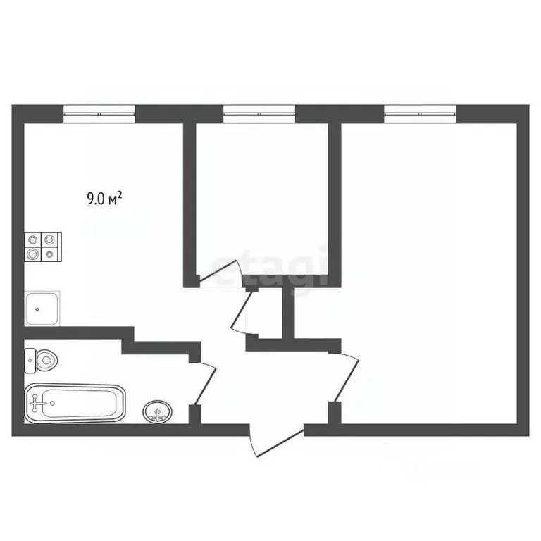 2-к кв. Калининградская область, Калининград ул. Радистов, 12 (34.6 м) - Фото 2