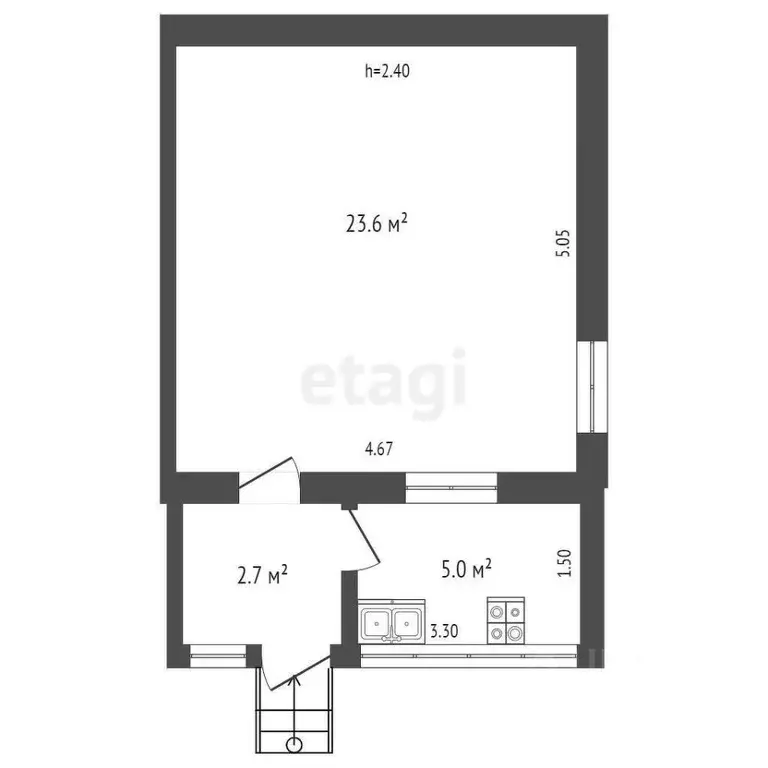 2-к кв. Крым, Ялта ул. Дмитрия Ульянова, 18 (45.0 м) - Фото 1