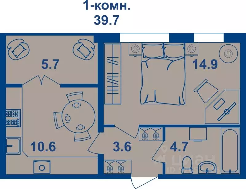 1-к кв. Костромская область, Кострома Магистральная ул., 71 (37.5 м) - Фото 1