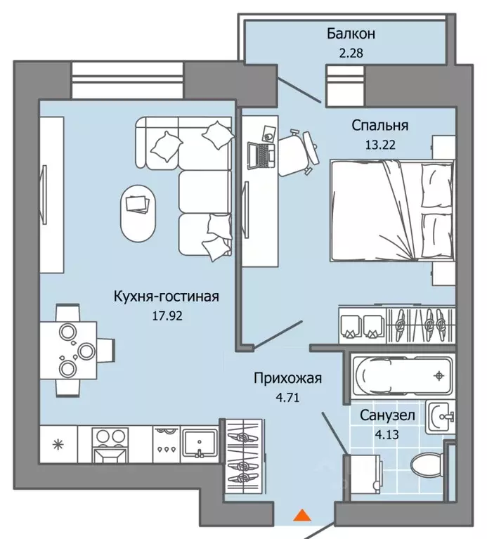 1-к кв. Пермский край, Пермь ул. Дзержинского, 35А (41.0 м) - Фото 2