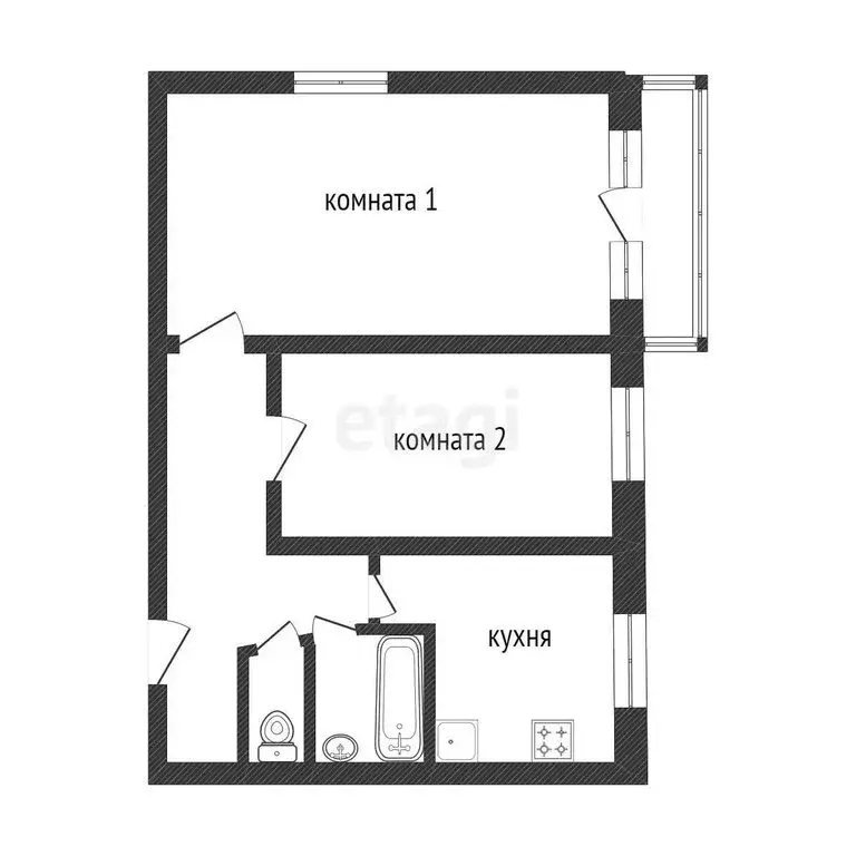 2-комнатная квартира: Златоуст, 3-я Тесьминская улица, 114 (45 м) - Фото 1