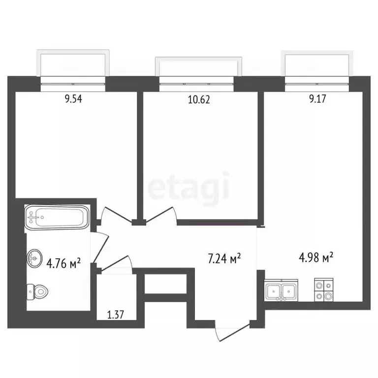 3-к кв. Московская область, Мытищи Трудовая ул., 29 (47.6 м) - Фото 2