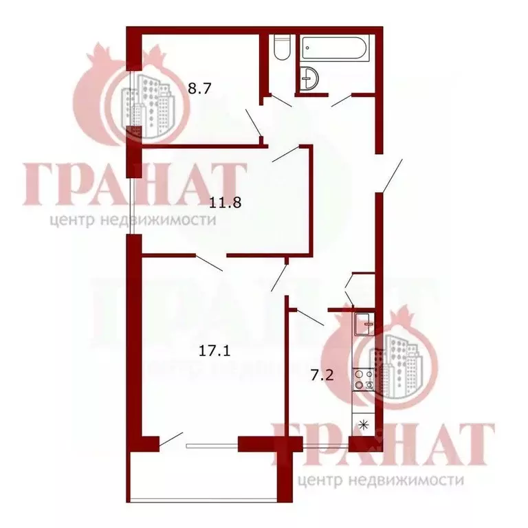 3-к кв. Свердловская область, Асбест ул. Челюскинцев, 34 (59.6 м) - Фото 1
