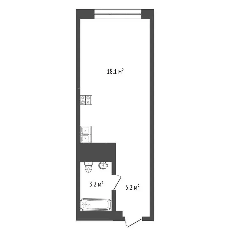 Квартира-студия: Тюмень, улица Судостроителей, 48 (26.53 м) - Фото 1