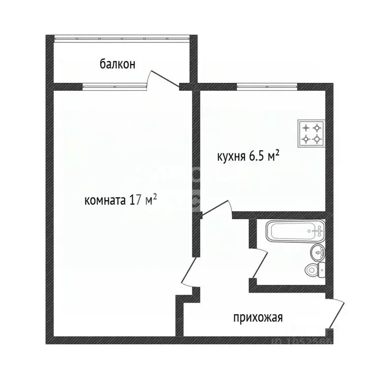 1-к кв. Тамбовская область, Тамбов Мичуринская ул., 58 (31.0 м) - Фото 1