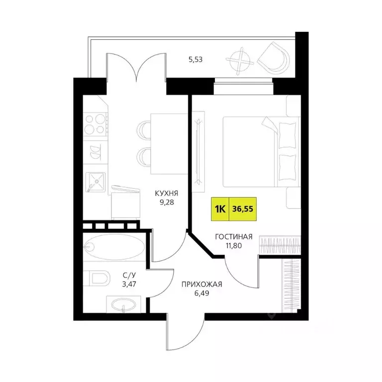 1-к кв. Дагестан, Дербент  (36.55 м) - Фото 1