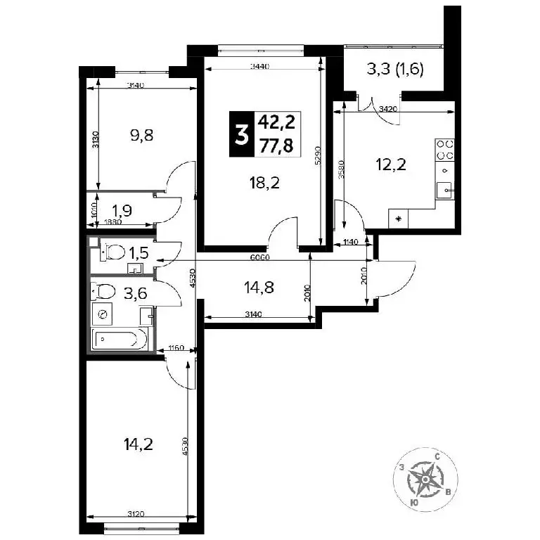 Продается 3-комнатная квартира - Фото 1