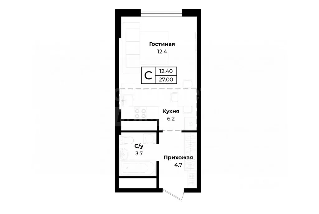 Студия Оренбургская область, Оренбург Северный проезд, 8 (27.0 м) - Фото 2