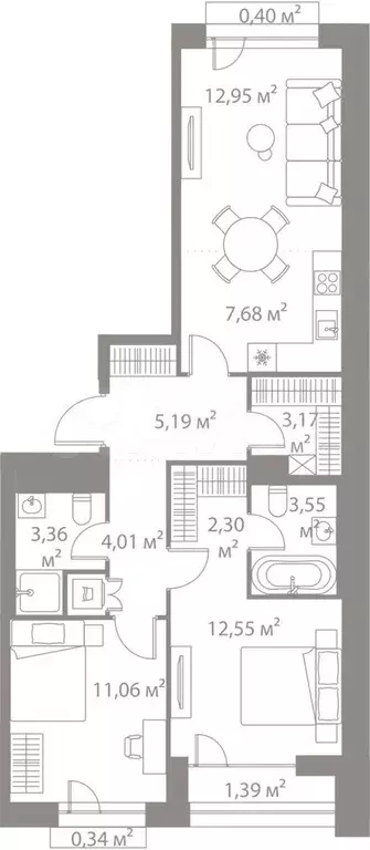 2-к. квартира, 68 м, 5/9 эт. - Фото 0