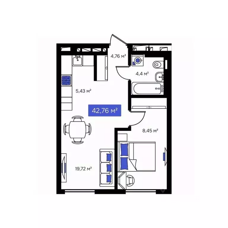 1-к кв. Приморский край, Владивосток Визионер жилой комплекс (42.76 м) - Фото 1