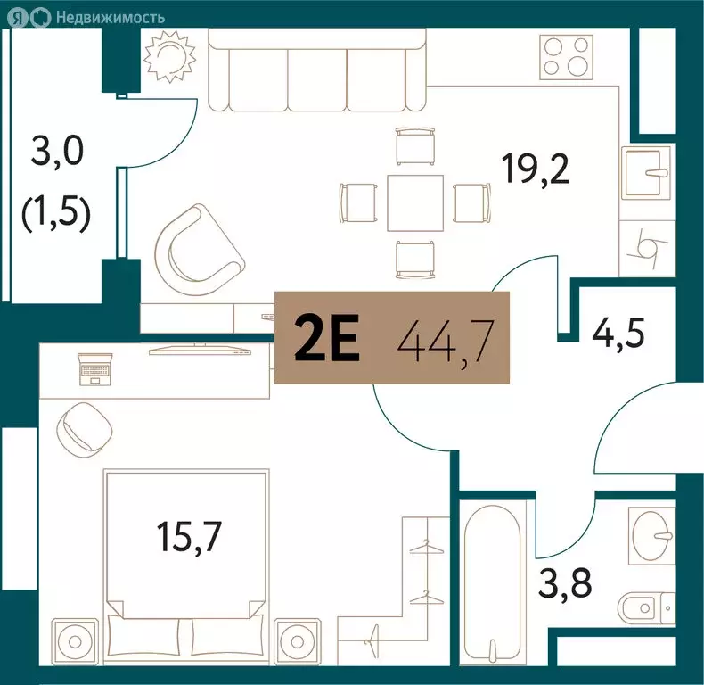 2-комнатная квартира: Москва, Винницкая улица, 8к4 (44.7 м) - Фото 0