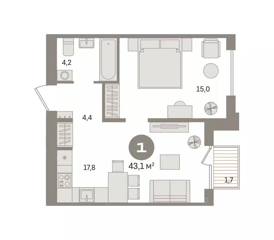 1-к кв. Новосибирская область, Новосибирский район, Краснообск рп ... - Фото 1