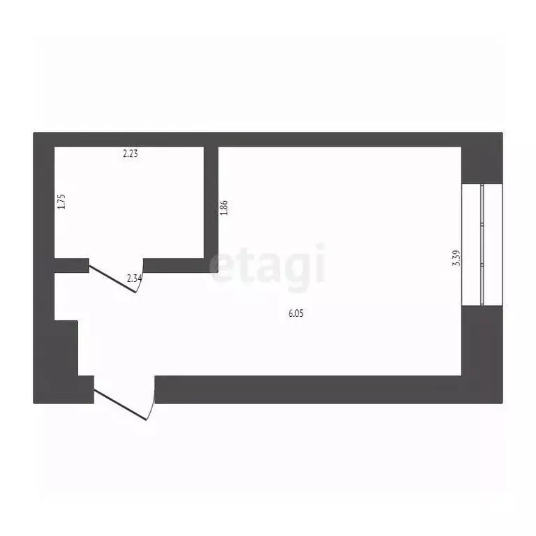 Студия Тюменская область, Тюмень  (21.5 м) - Фото 1