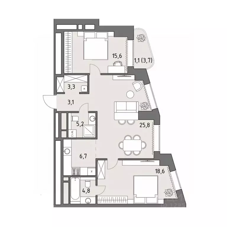 3-к кв. Москва Родина Парк жилой комплекс, к5 (84.2 м) - Фото 0