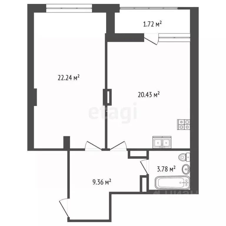 1-к кв. Ярославская область, Ярославль ул. Брагинская, 18к2 (57.53 м) - Фото 2