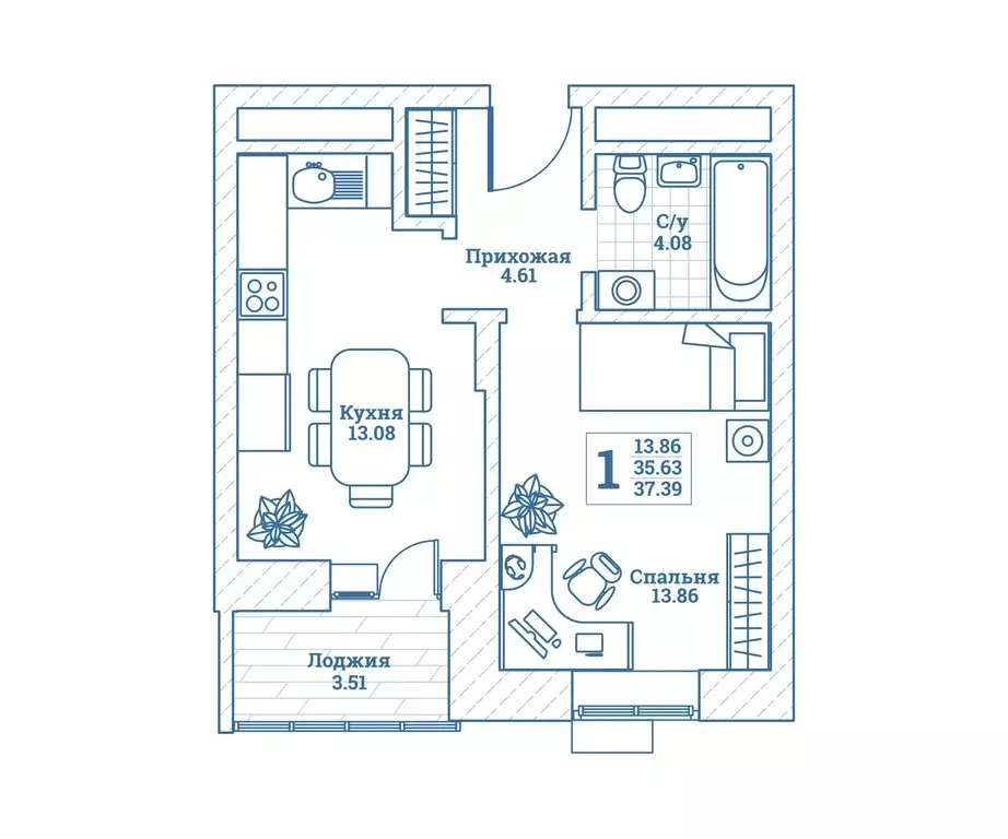 1-комнатная квартира: посёлок городского типа Монино, улица Генерала ... - Фото 1