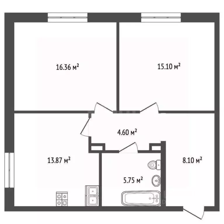 2-к кв. Башкортостан, Стерлитамак просп. Октября, 38 (63.0 м) - Фото 1