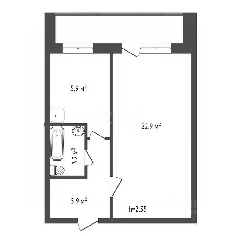 1-к кв. Красноярский край, Красноярск ул. Карла Маркса, 135 (38.0 м) - Фото 1