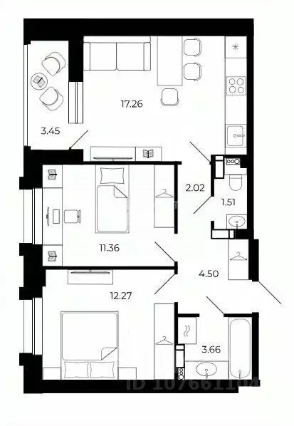2-к кв. Липецкая область, Липецк ул. Е.И. Замятина, 1 (56.03 м) - Фото 2