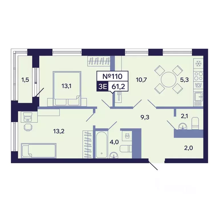 3-к кв. Саха (Якутия), Якутск ул. Новопортовская, 1А/1 (61.2 м) - Фото 1