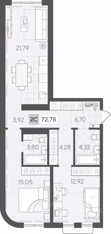2-к кв. Тюменская область, Тюмень Скандиа.Квартал в Комарово Парк ... - Фото 1