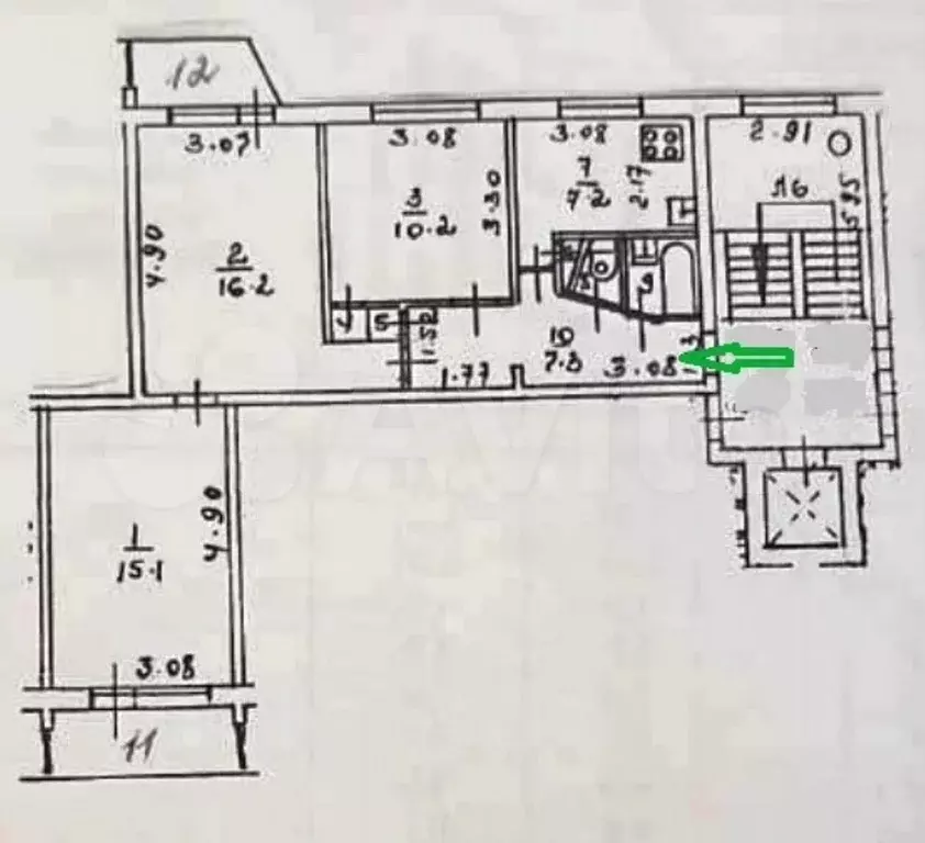 3-к. квартира, 59,5 м, 7/9 эт. - Фото 0