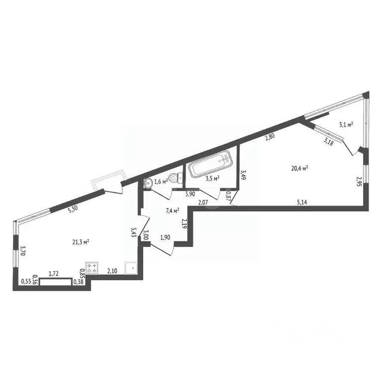 2-к кв. Башкортостан, Уфа Кольцевая ул., 201 (54.2 м) - Фото 2