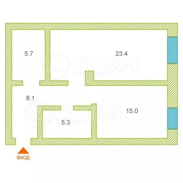 2-комнатная квартира: Тюмень, улица Республики, 204к4 (58 м) - Фото 1