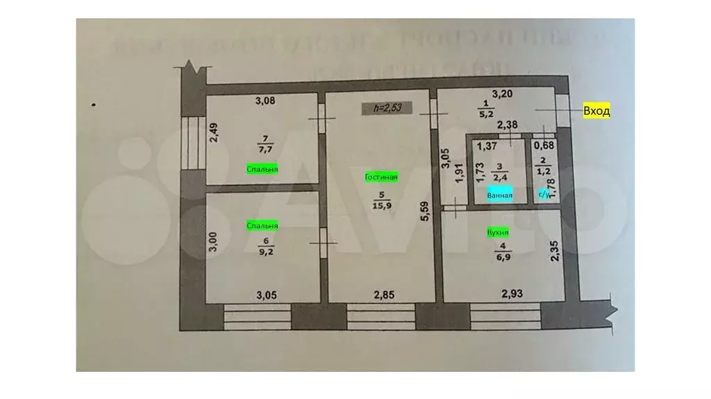 3-к. квартира, 48,5 м, 5/5 эт. - Фото 0