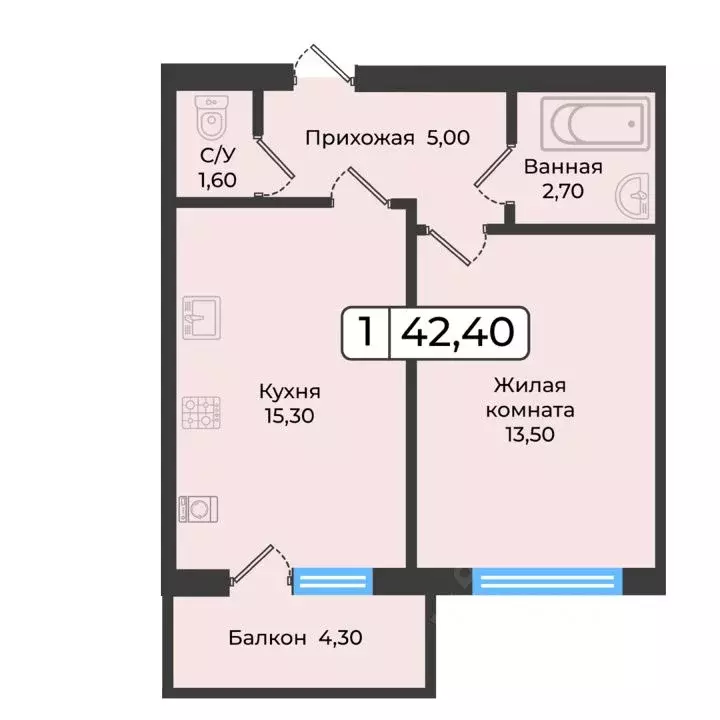 1-к кв. Ставропольский край, Ставрополь ул. Рогожникова, 21 (42.4 м) - Фото 1