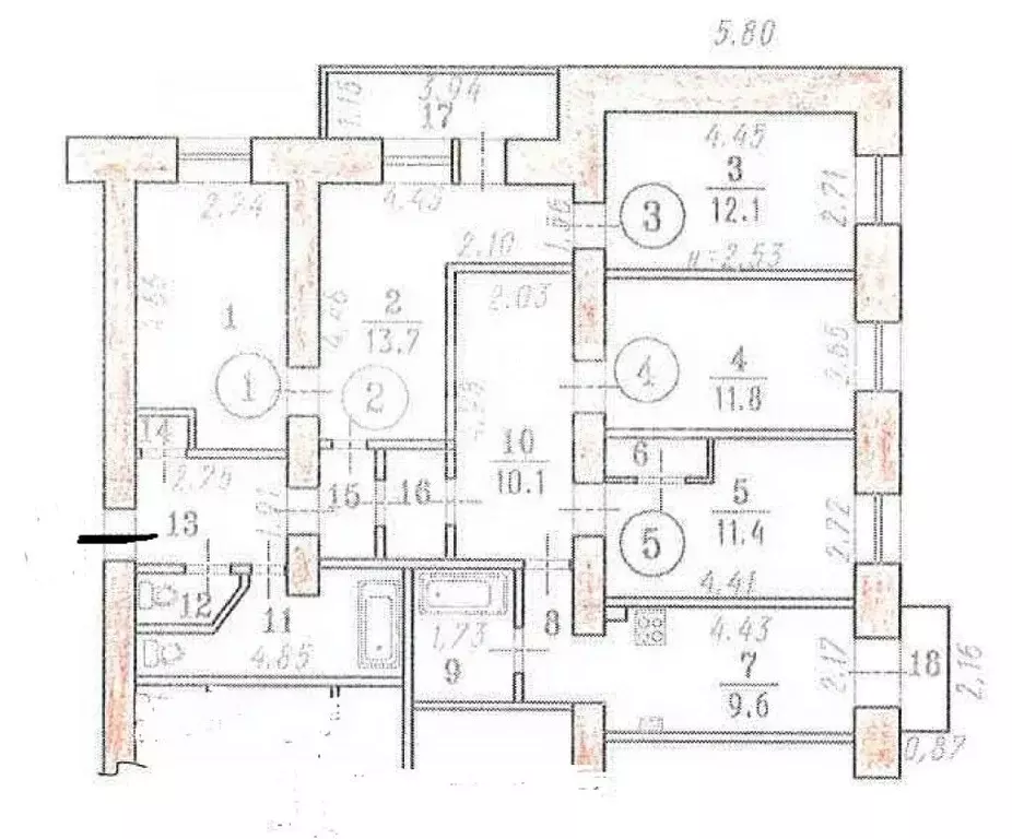 5-к кв. Омская область, Омск ул. Лермонтова, 130б (108.0 м) - Фото 1