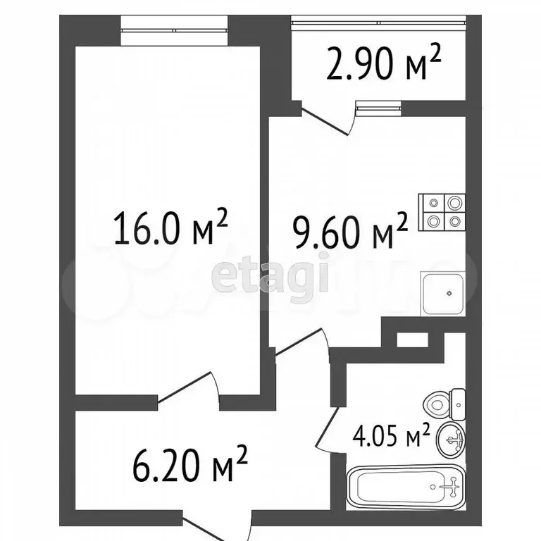 1-к. квартира, 31,6 м, 2/3 эт. - Фото 0