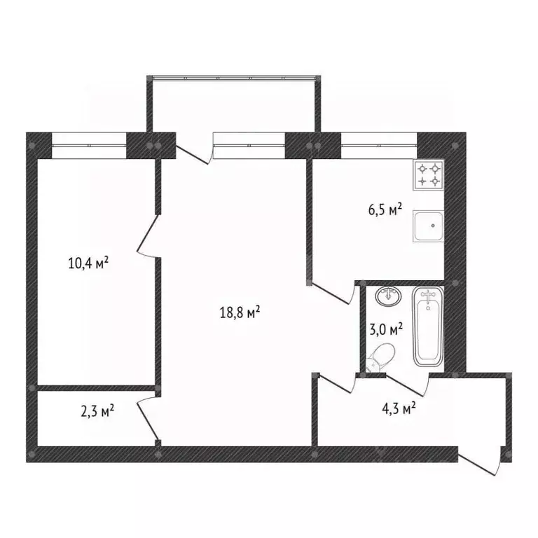 2-к кв. Башкортостан, Уфа Шкаповский пер., 1 (46.1 м) - Фото 1