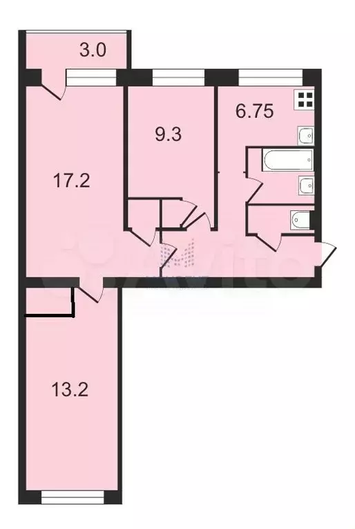 3-к. квартира, 56,8 м, 4/5 эт. - Фото 0