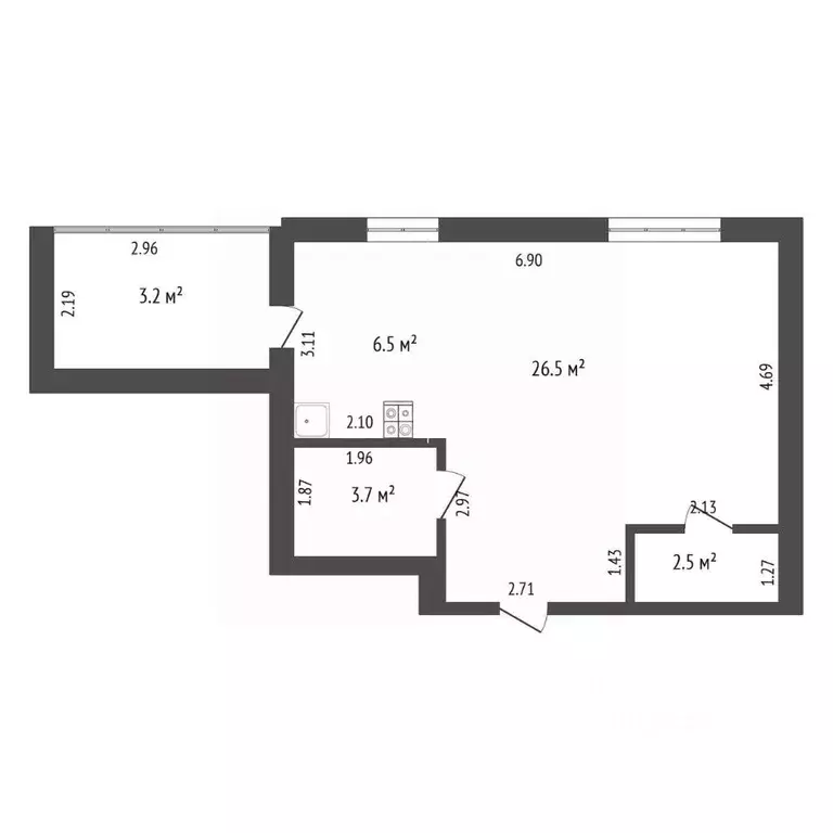 Студия Забайкальский край, Чита Царский мкр, 11 (39.2 м) - Фото 2