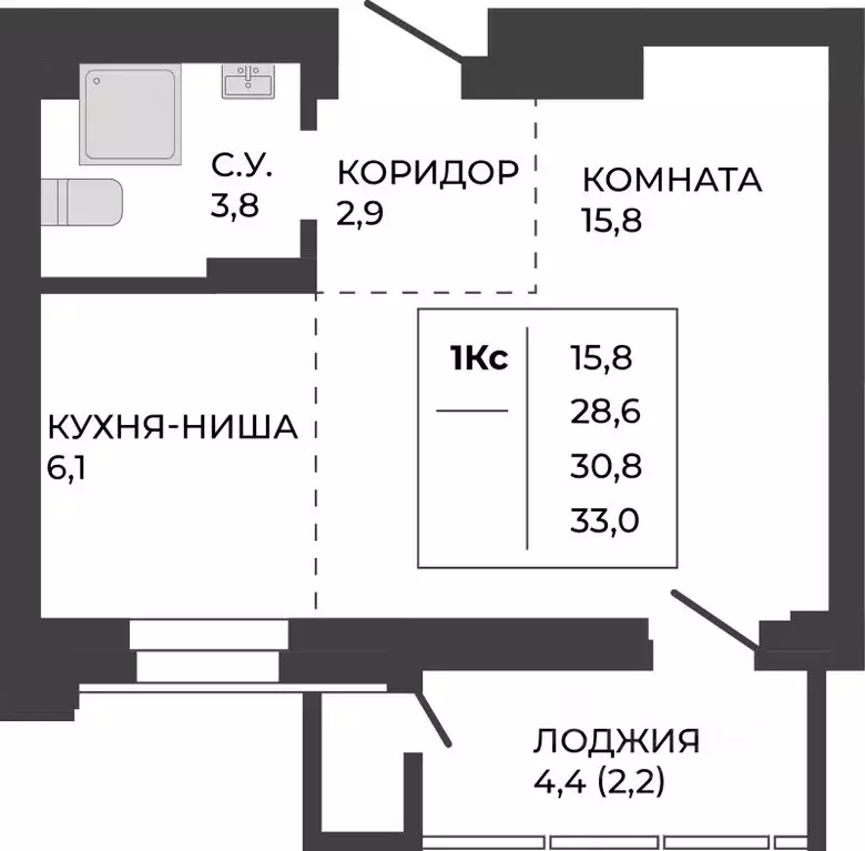 1-к кв. Алтайский край, Барнаул ул. Шумакова, 7к2 (30.8 м) - Фото 0