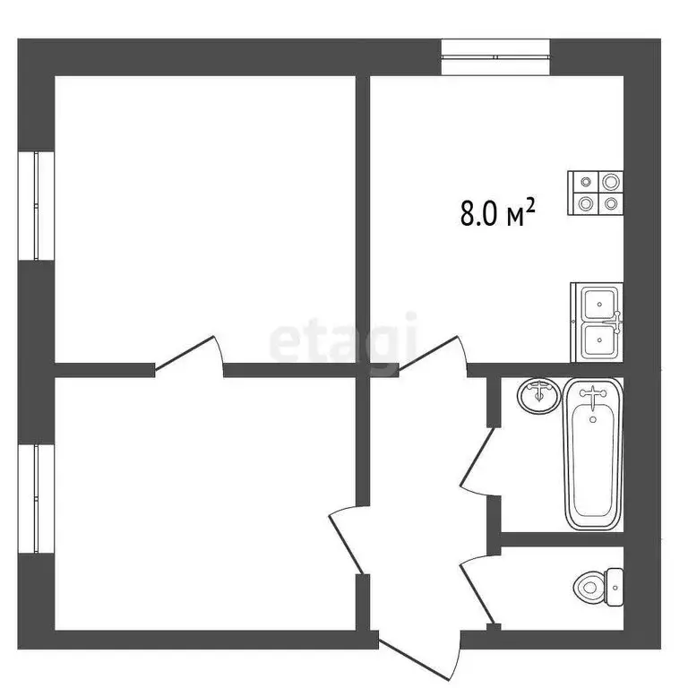 2-комнатная квартира: Богданович, Октябрьская улица, 88 (40.3 м) - Фото 1
