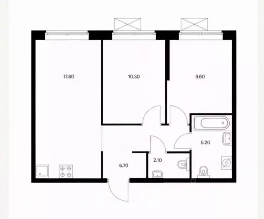 2-к кв. Татарстан, Казань ул. Анаса Тазетдинова, 7к7 (51.7 м) - Фото 2