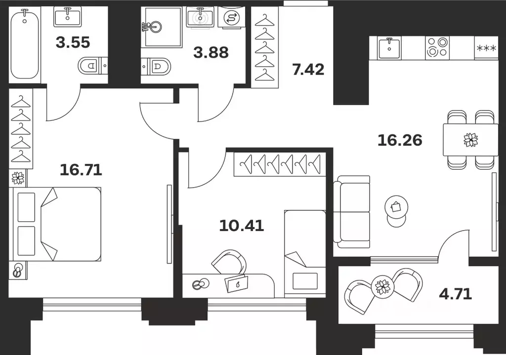 2-к кв. Тульская область, Тула ул. Болотникова, 4 (62.94 м) - Фото 1
