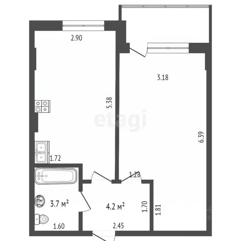 1-к кв. Саха (Якутия), Якутск Якутская ул., 2/17 (40.4 м) - Фото 1