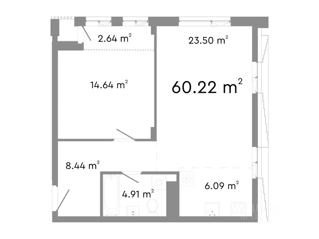 1-к кв. Челябинская область, Челябинск ул. Худякова, 18/2 (60.22 м) - Фото 0