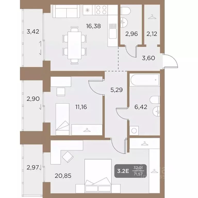 3-к кв. Свердловская область, Екатеринбург Академический мкр, 22-й ... - Фото 2