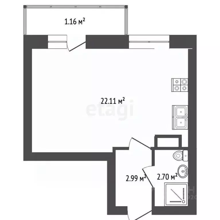 Студия Ярославская область, Ярославль Тутаевское ш., 109 (27.13 м) - Фото 2