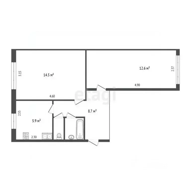 2-к кв. Татарстан, Набережные Челны 17-й комплекс, бул. Солнечный, 4 ... - Фото 2