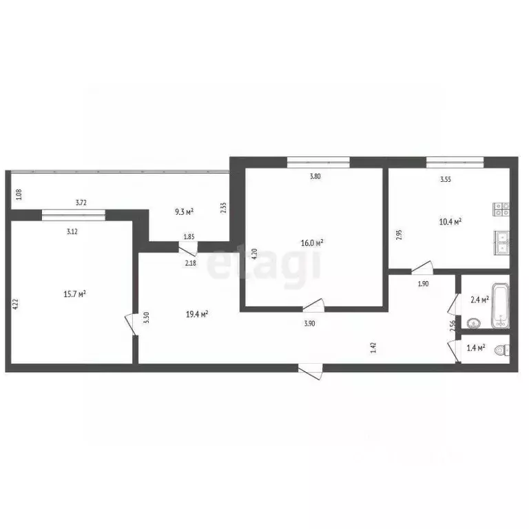 2-к кв. Ростовская область, Ростов-на-Дону просп. 40-летия Победы, ... - Фото 2