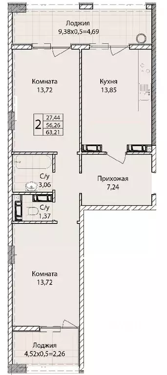 2-к кв. Севастополь ул. Братьев Манганари, 30к1 (63.21 м) - Фото 0