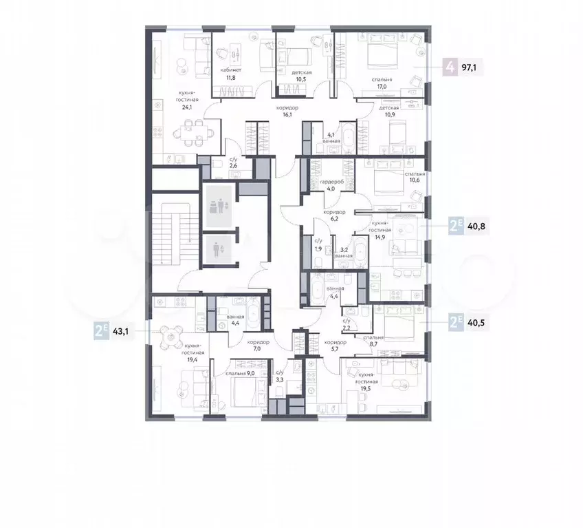 2-к. квартира, 40,5 м, 4/25 эт. - Фото 0