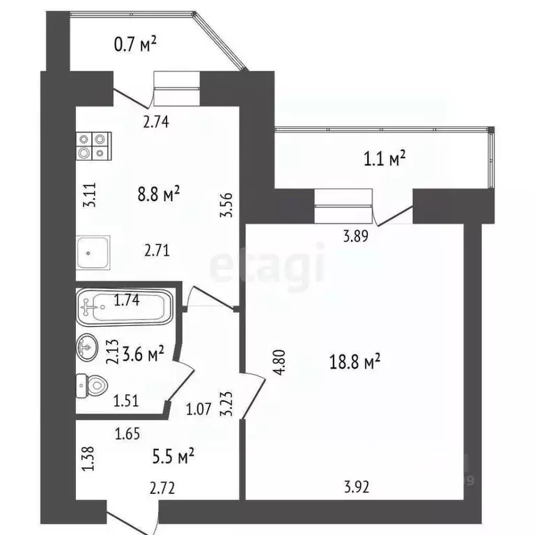 1-к кв. Мордовия, Саранск ул. Ульянова, 89 (36.7 м) - Фото 2